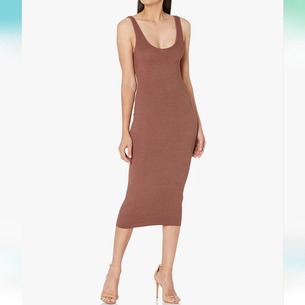 Enza Costa Women's Stretch Silk Rib Tank Midi Dress sz. L
